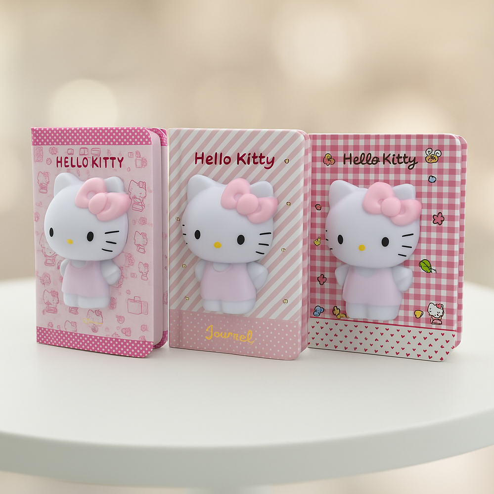 VJ Hello Kitty A6 Dev Sukuşili 192 Sayfa Renkli Yapraklı Günlük