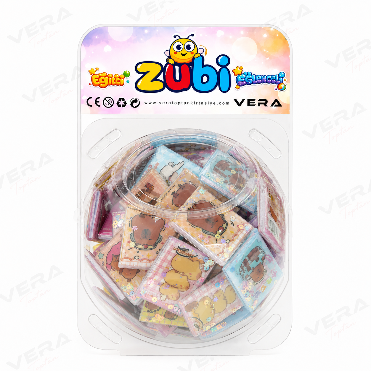 Kuromi - CapyBara- Unicorn ve Sevimli Ayıcıklar Mini Sticker defter 72 li stant