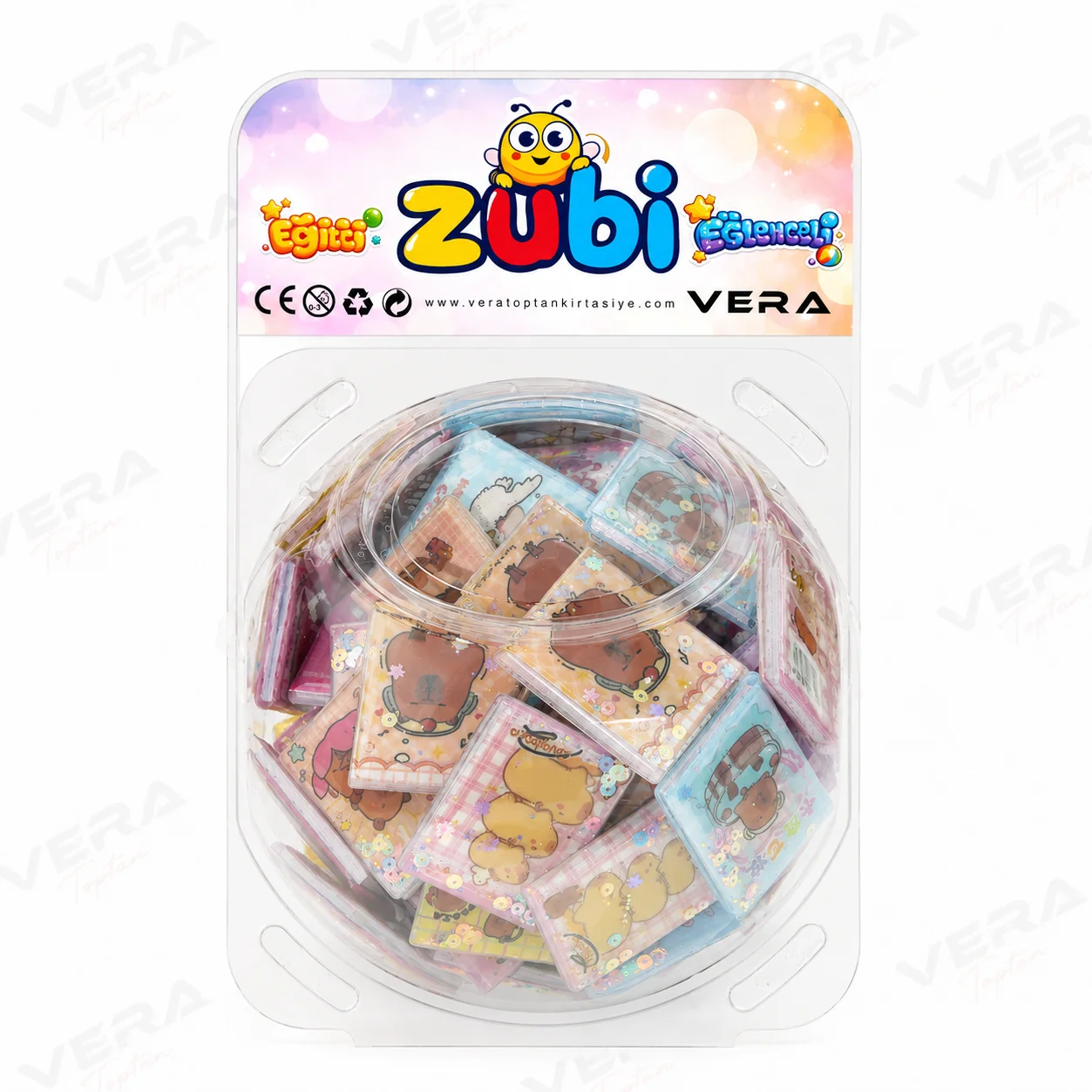 Kuromi - CapyBara- Unicorn ve Sevimli Ayıcıklar Mini Sticker defter 72 li stant