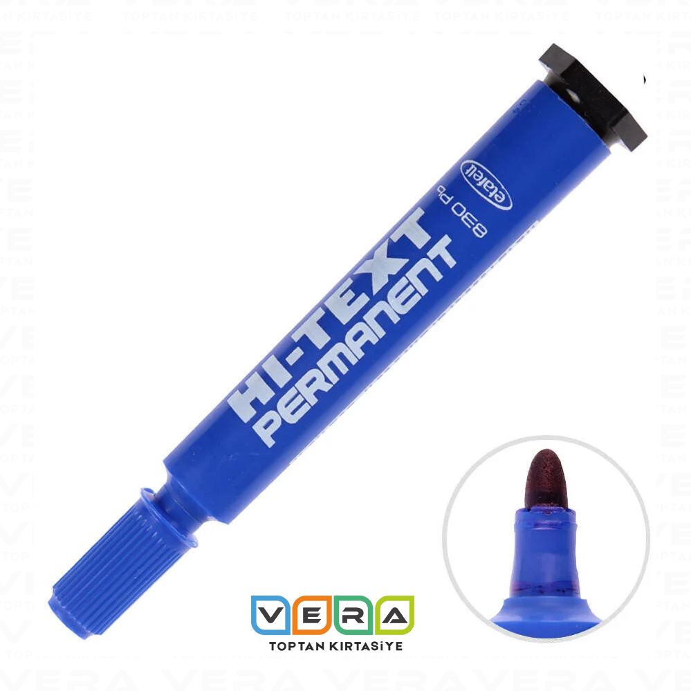 Hi-Text Permanent Marker Koli Kalemi Yuvarlak Uç Mavi 12 li Paket