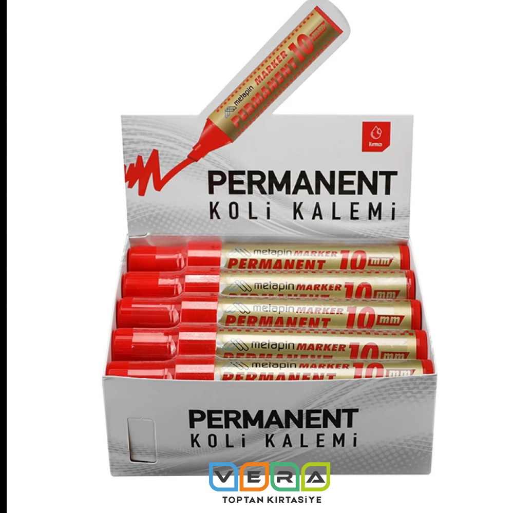 Metapin 10 mm Kırmızı Koli - Çuval Kalemi Marker Kalem 10 lu Paket