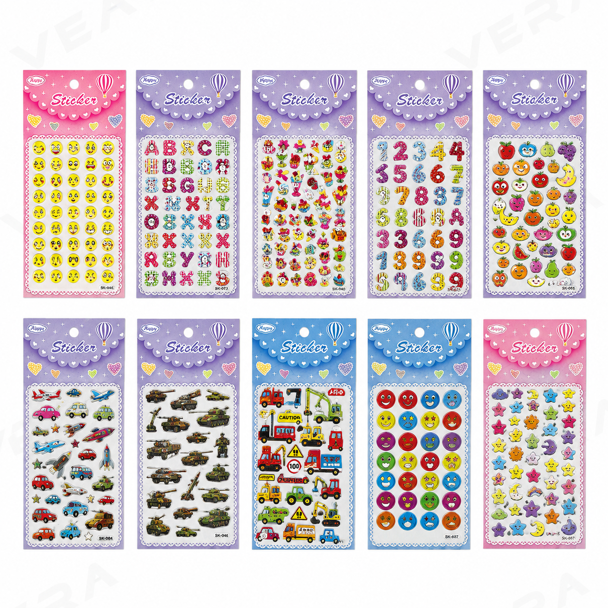 Ortaboy Kabartma Sticker 10 Model 200 Adet Karışık Paket