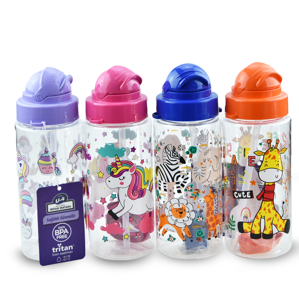 Nerox 500 ML Kız Model Desenli Pipetli Matara