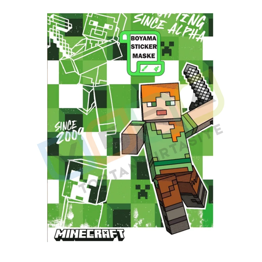 MineCraft Stickerlı , Maske Çıkartmalı Boyama Kitabı