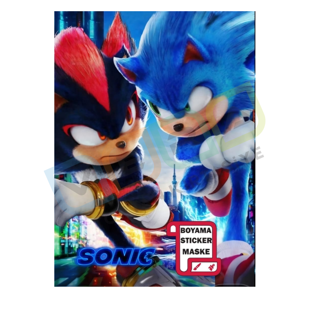 Sonic Stickerlı , Maske Çıkartmalı Boyama Kitabı
