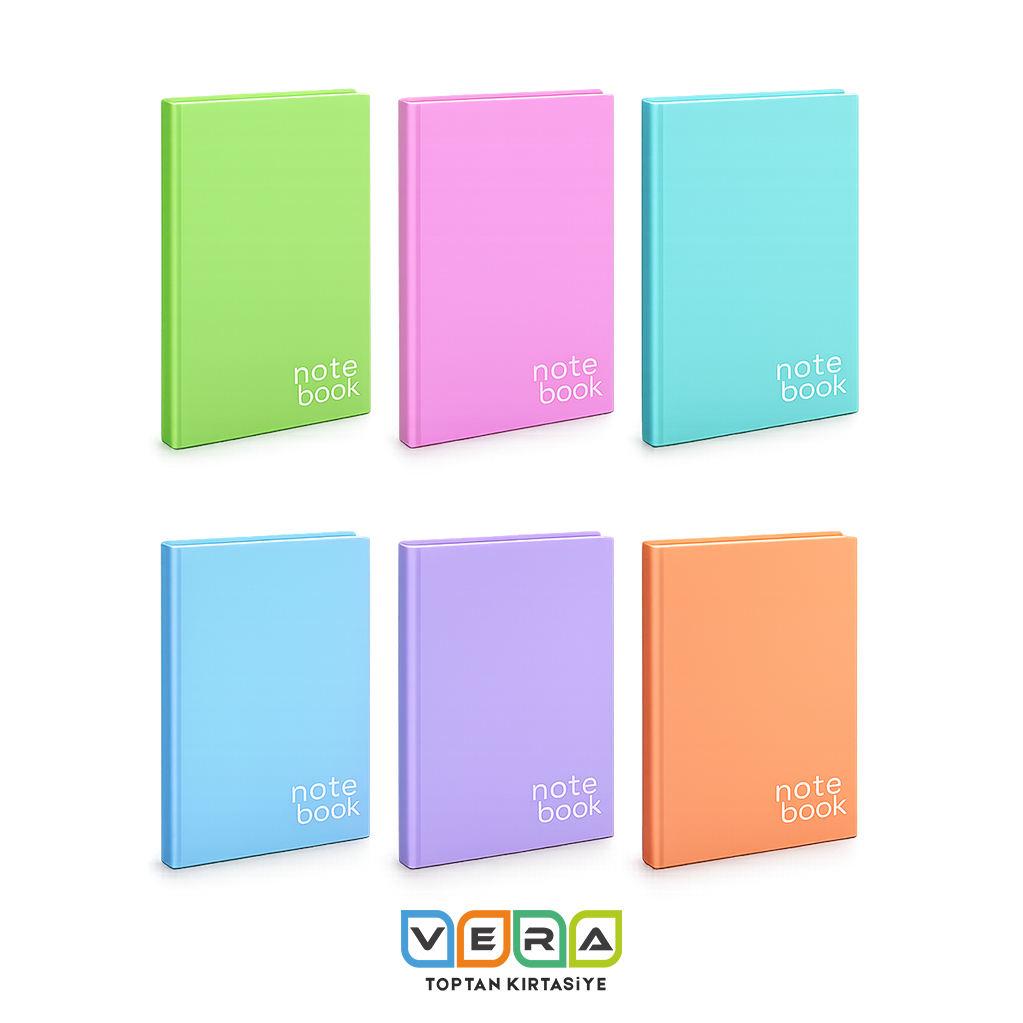 14x20 Pastel Sert Kapak 1.Hamur 80gr 80 Yp Çizgili Notebook 12'li Paket