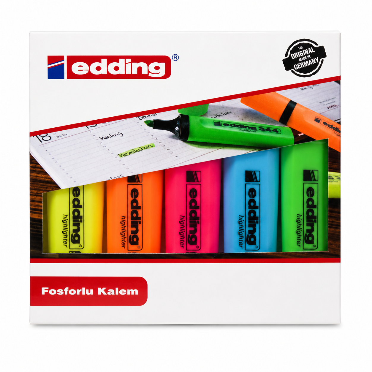 Edding 5 Renk Fosforlu Kalem Seti