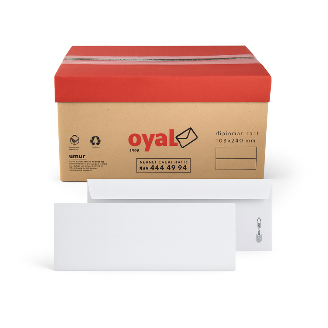 DİPLOMAT ZARF SİLİKONLU Penceresiz 90GR 10.5X24CM 500 lü