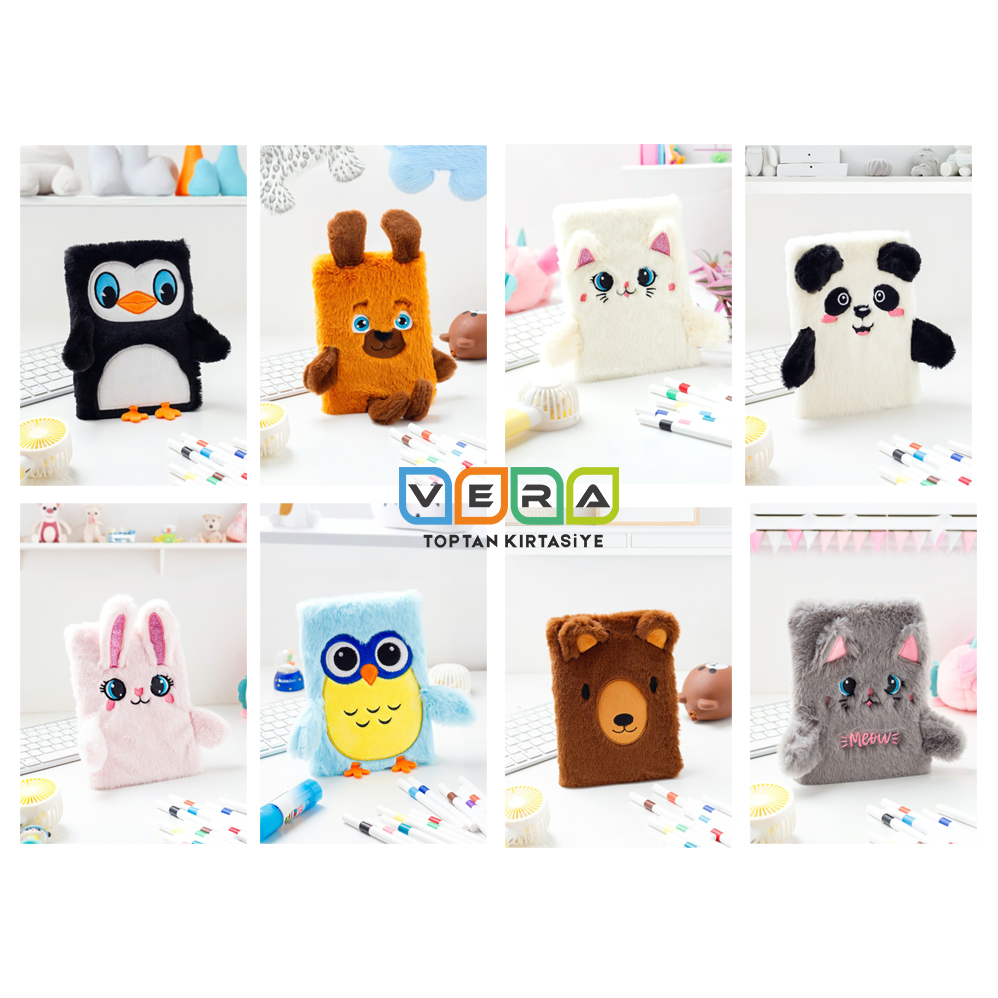 14x20 Çizgili Lüks Peluş Defter 15 li Karışık Stant
