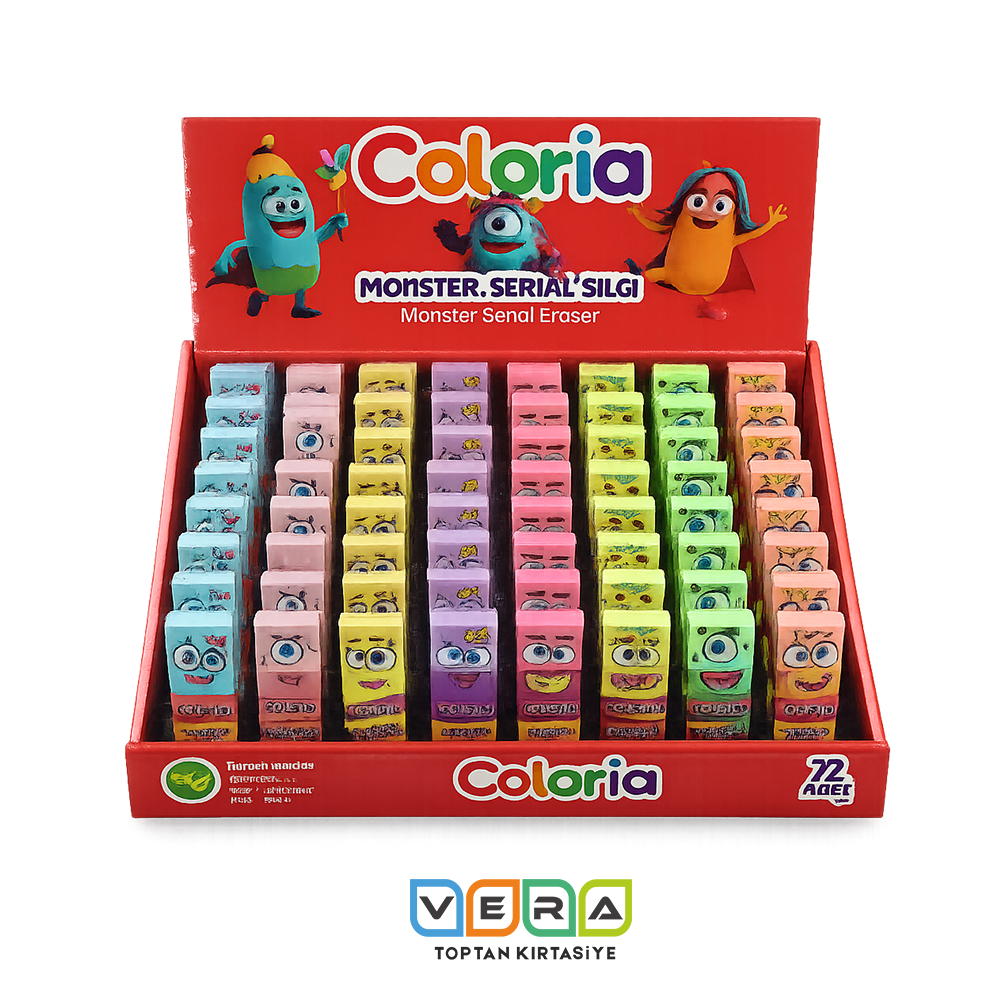 Coloria Monster silgi 72'li display kutu Stant