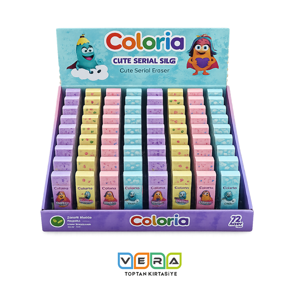 Coloria Cute silgi 72'li display kutu Stant