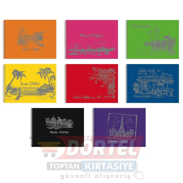 SPİRALLİ PP KAPAK RESİM DEFTERİ 33X48 CM 25 YP 12 li PAKET