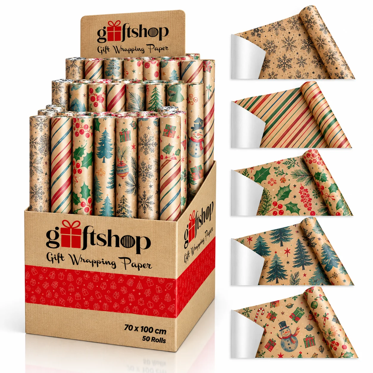 Rulo Ambalaj Kağıdı Kraft 70x100 50 li -Desenli Kuşe