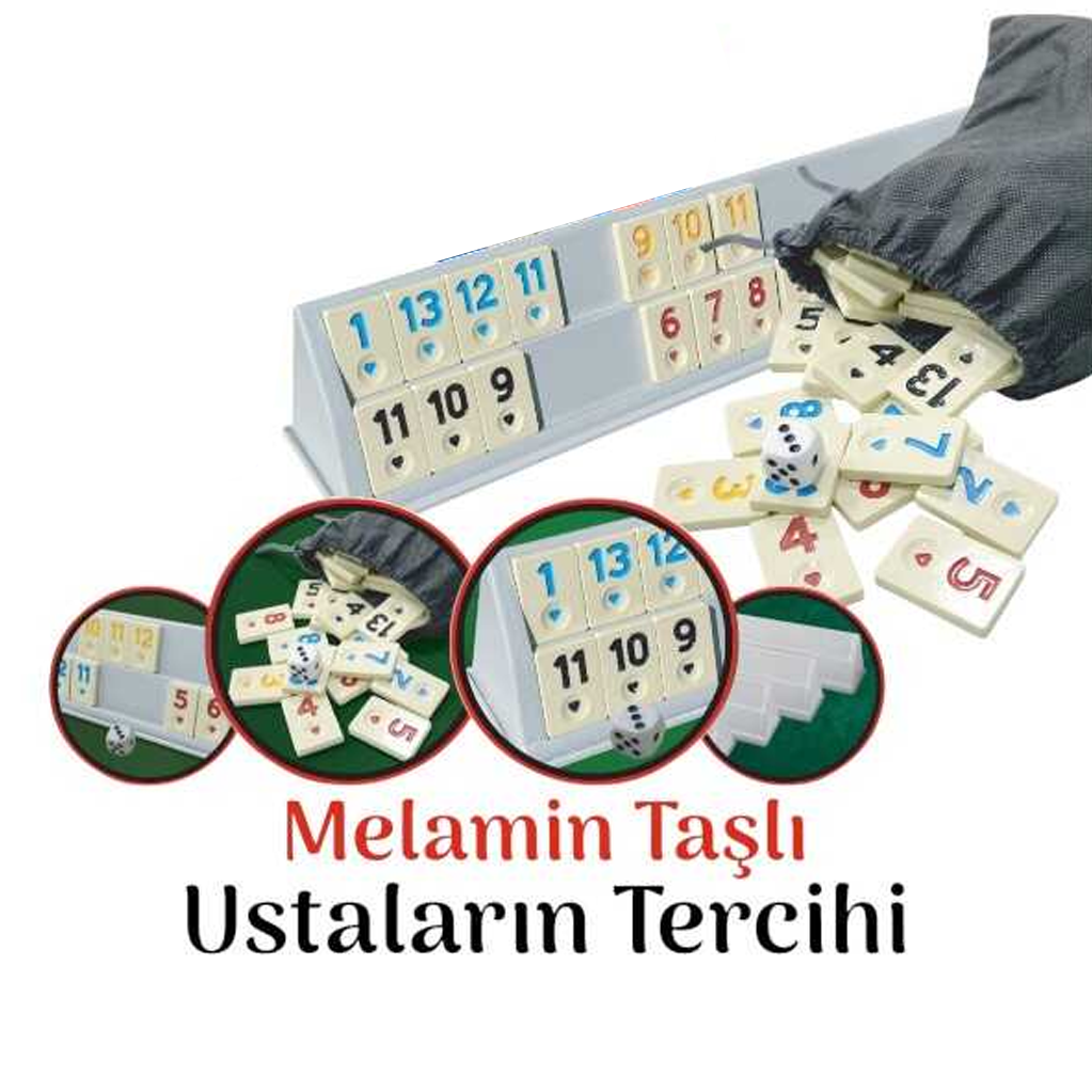 Melamin Taşlı Plastik Okey Takımı