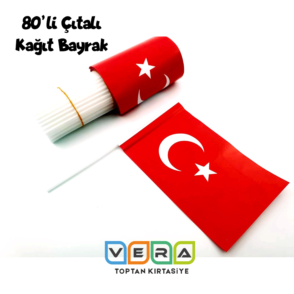 80'li Küçük Boy Çıtalı Bayrak 12x18 cm