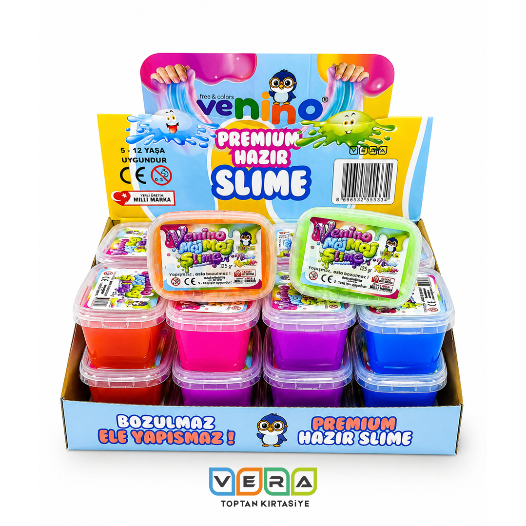 Venino Moj Moj Hazır Slime Neon Renkler 125 Gr 24 lü Stant