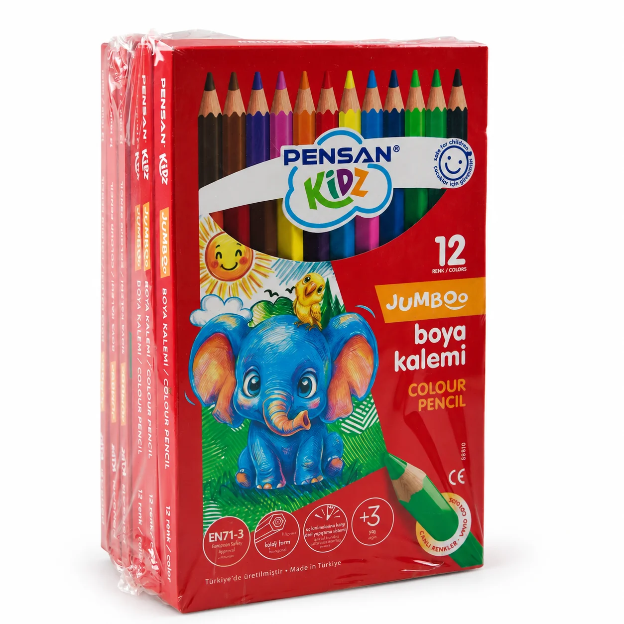 Pensan 12 Renk Jumbo Kuru Boya
