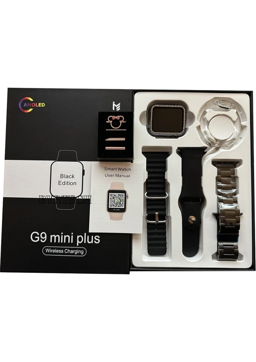 Bilişim Burada G9 Mini Plus Smart Watch G9 mini plus Siyah 41mm Kadin akilli saat 3 Kordon Ve Bileklik Hediyeli