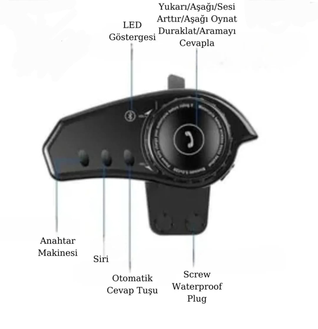 Bilişim Burada Bt35 Kask Kulaklık Bluetooth 5-0 Motosiklet Interkom Su Geçirmez Kablosuz Kulaklık