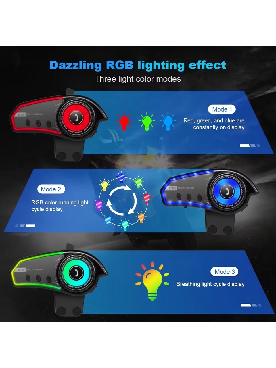 Bilişim Burada Bt35 Kask Kulaklık Bluetooth 5-0 Motosiklet Interkom Su Geçirmez Kablosuz Kulaklık