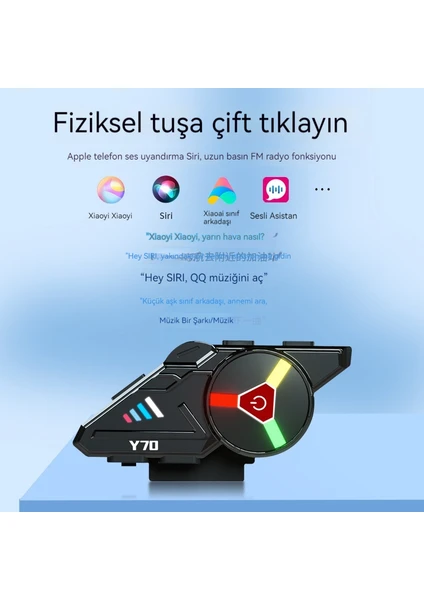 Bilişim Burada Y70 Çift Telefon Bağlantılı Interkom Kulaklık Bluetooth Mikrofonlu Kablosuz kulaklık Bluetooth 5-3
