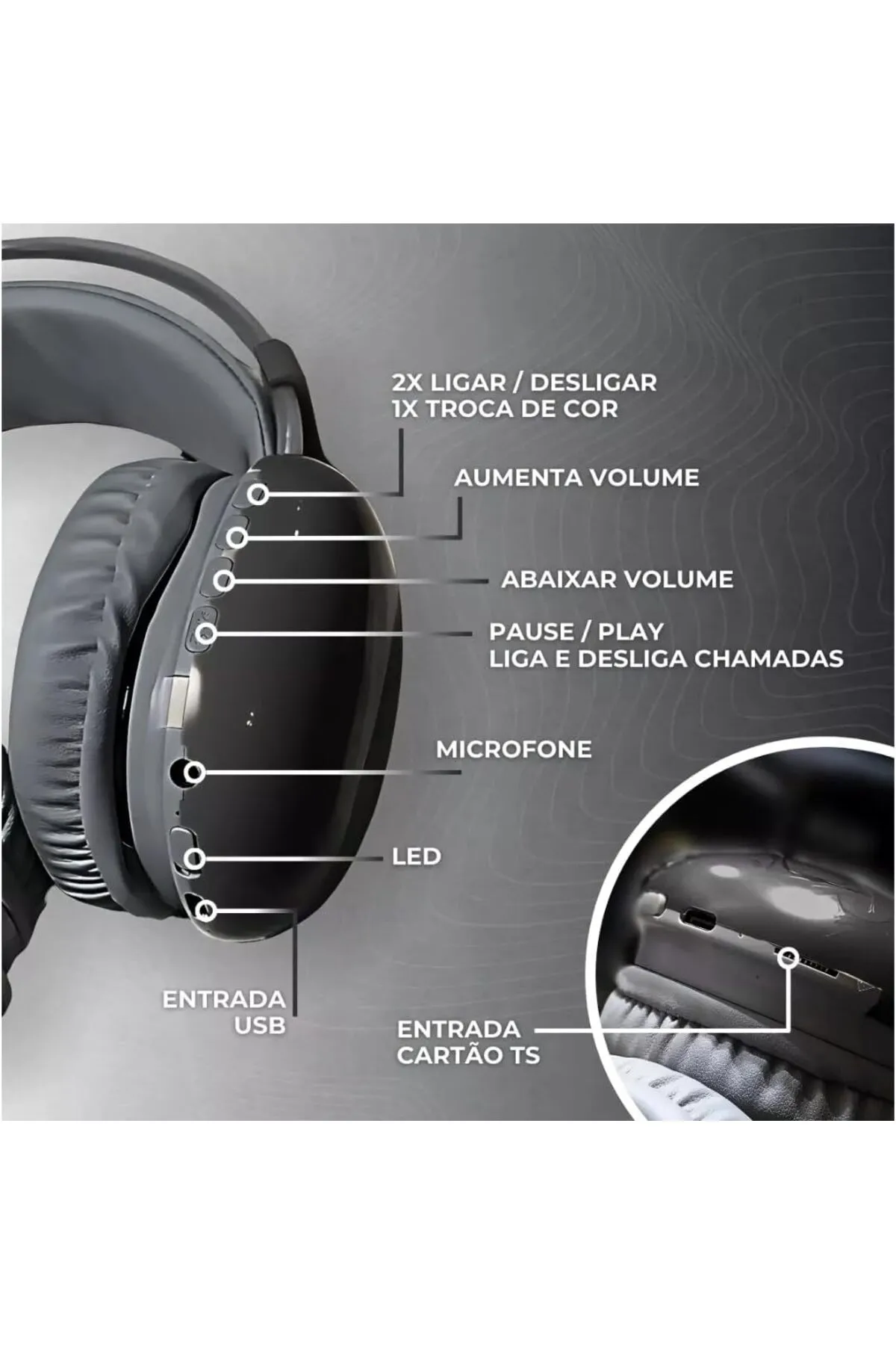 Bilişim Burada PG580 Disco Pulse LED Işıklı Yüksek Ses Kaliteli Mikrofonlu Kablosuz Bluetooth Kafaüstü Kulaklık Beyaz