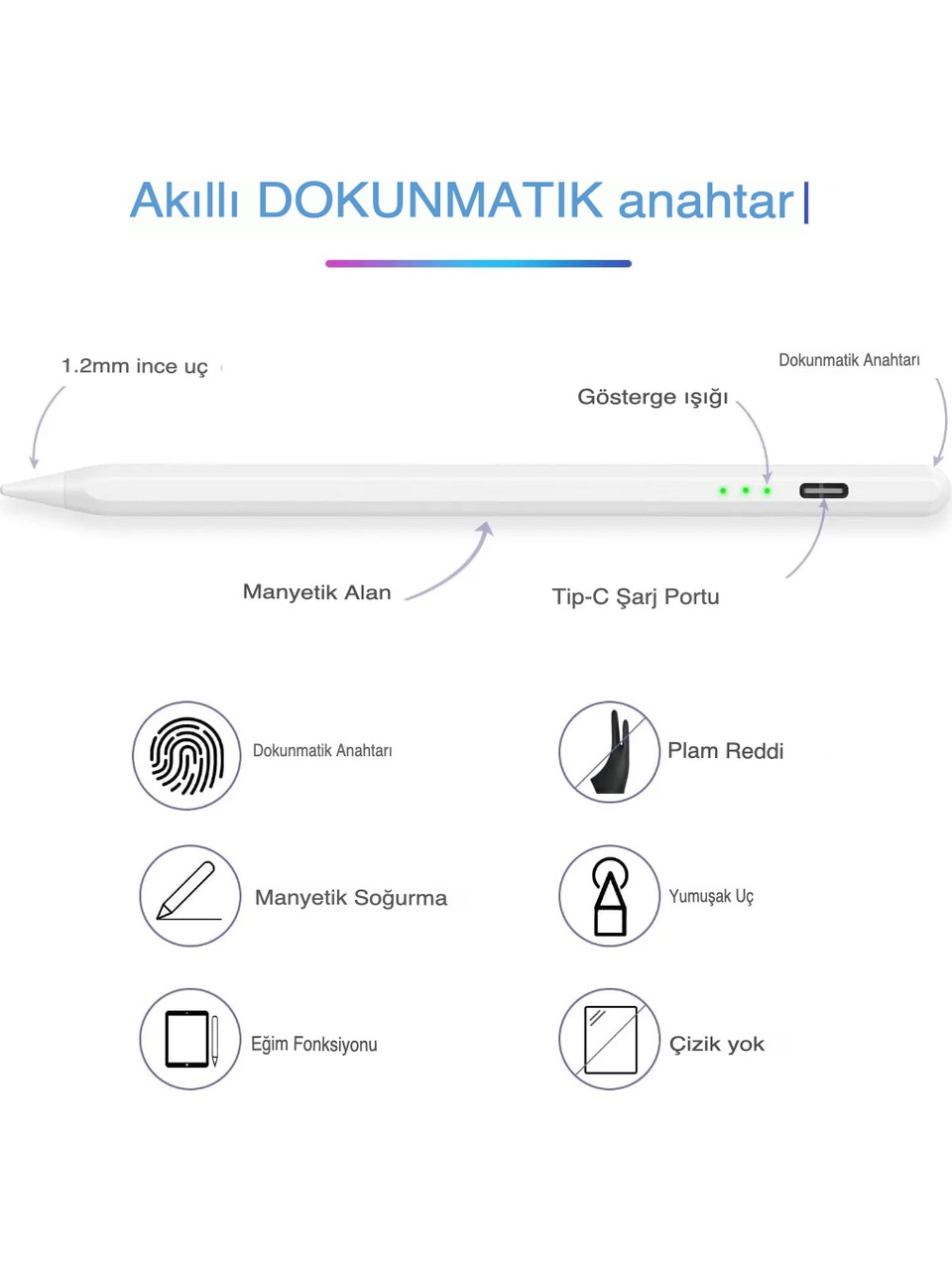 Bilişim Burada PEN-01 Manyetik Universal Tablet ve Telefon Kalemi Stylus Pen