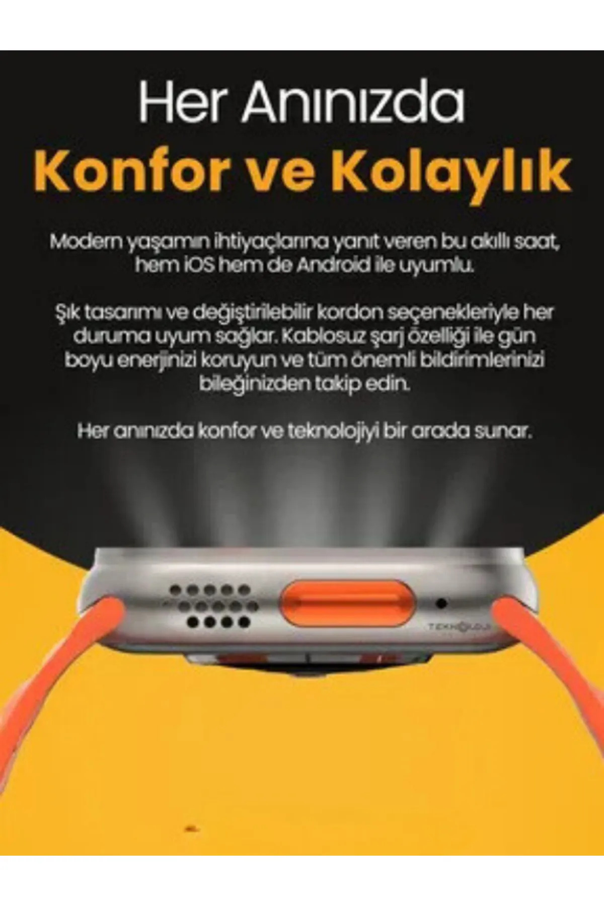 Bilişim Burada H27 Ultra 3 Akıllı Saat  2,19 Ekran Nfc Gps, Bluetooth Kulaklık ve 4 Kordon Hediyeli Kombin Set